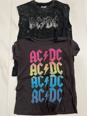 Two AC/DC women Black Graphic Band Tee - Multicolor Logo